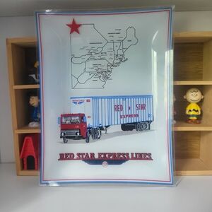 Red Star Express Decorative Glass Tray